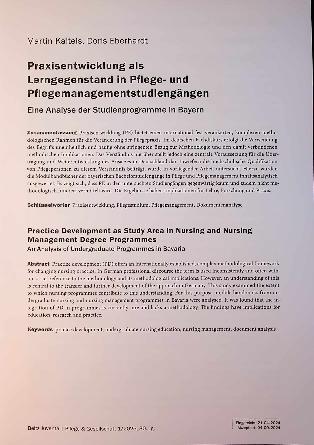 Vorschauseite 1: Praxisentwicklung als Lerngegenstand in Pflegeund Pflegemanagementstudiengängen Eine Analyse der Studienprogramme in Bayern