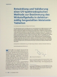Vorschauseite 1: Entwicklung und Validierung einer UV-spektroskopischen Methode zur Bestimmung des Wirkstoffgehalts in defekturmäßig hergestellten Melatonin-Tabletten