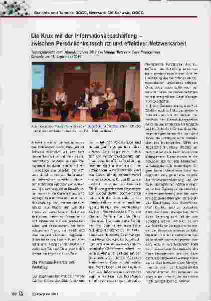 Vorschauseite 1: Die Krux mit der Informationsbeschaffung - zwischen Persönlichkeitsschutz und effektiver Netzwerkarbeit. Tagungsbericht vom Jahreskongress 2019 des Vereins Netzwerk Case Managemen…
