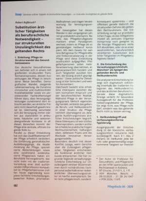 Vorschauseite 1: Substitution ärztlicher Tätigkeiten als berufsrechtliche Notwendigkeit - zur strukturellen Unzulänglichkeit des geltenden Rechts