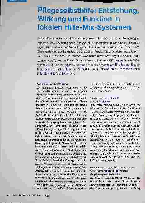 Vorschauseite 1: Pflegeselbsthilfe: Entstehung, Wirkung und Funktion in lokalen Hilfe-Mix-Systemen