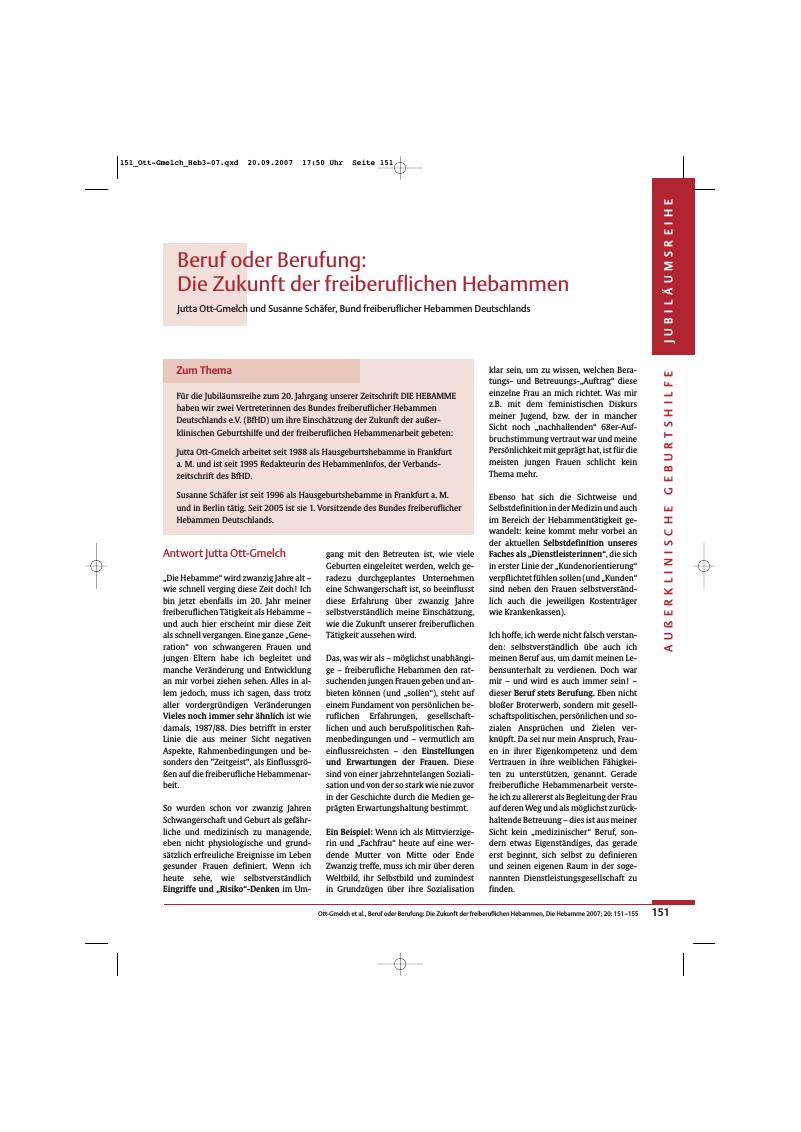 Vorschauseite 1: Beruf oder Berufung: Die Zukunft der freiberuflichen Hebammen