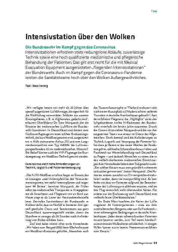 Vorschauseite 2: Intensivstation über den Wolken - Die Bundeswehr im Kampf gegen das Coronavirus