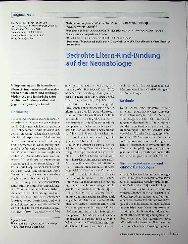 Vorschauseite 1: Bedrohte Eltern-Kind-Bindung auf der Neonatologie