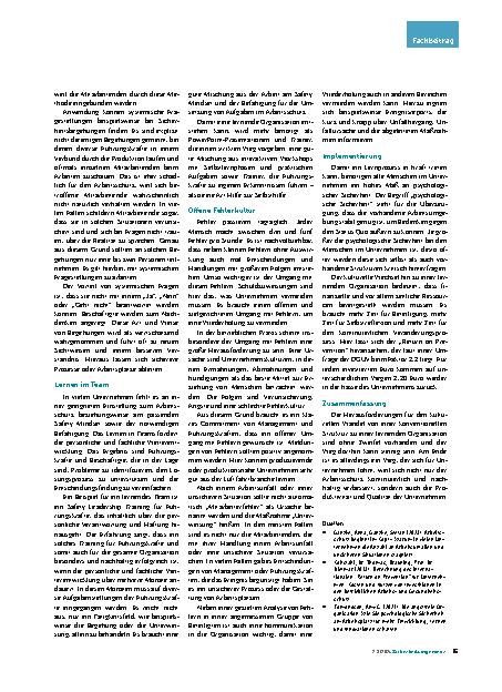 Vorschauseite 2: Lernende Organisation für mehr Sicherheit, Akzeptanz und weniger Unfälle.