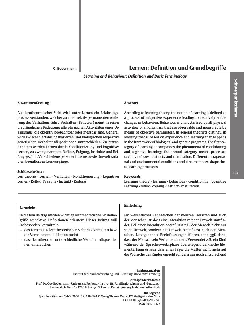 Vorschauseite 1: Lernen: Definition und Grundbegriffe