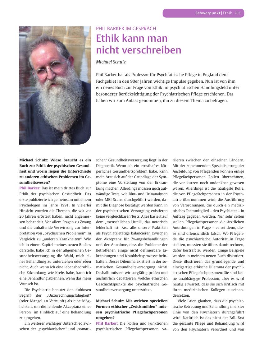 Vorschauseite 1: Phil Barker im Gespräch - Ethik kann man nicht verschreiben