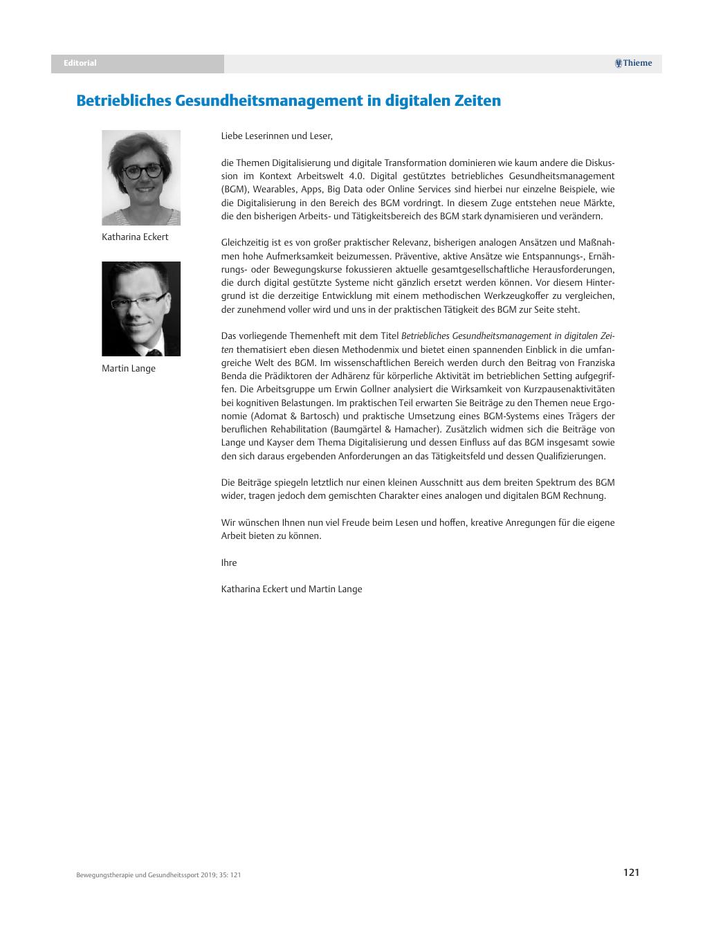 Vorschauseite 1: Betriebliches Gesundheitsmanagement in digitalen Zeiten