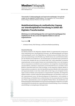 Vorschauseite 1: Modellentwicklung als methodischer Zugang zur interdisziplinären Forschung in Zeiten der Digitalen Transformation