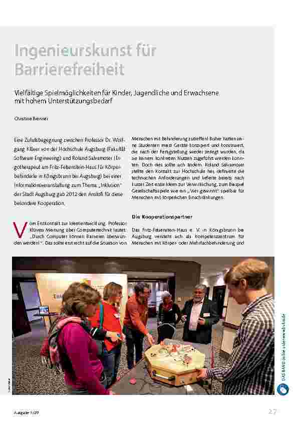 Vorschauseite 1: Ingenieurskunst für Barrierefreiheit. Vielfältige Spielmöglichkeiten für Kinder, Jugendliche und Erwachsene mit hohem Unterstützungsbedarf.