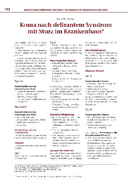 Vorschauseite 1: Koma nach delirantem Syndrom mit Sturz im Krankenhaus