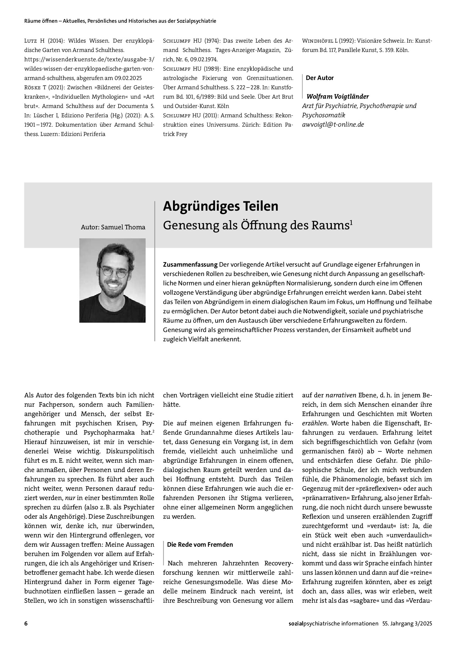 Vorschauseite 1: Abgründiges Teilen – Genesung als Öffnung des Raums