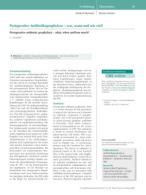 Vorschauseite 1: Perioperative Antibiotikaprophylaxe – was, wann und wie viel?
