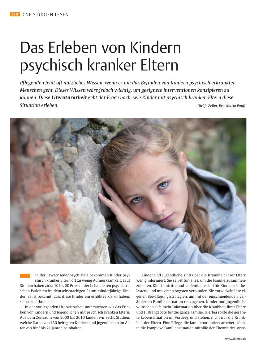 Vorschauseite 1: Das Erleben von Kindern psychisch kranker Eltern