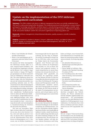 Vorschauseite 2: Update zur Umsetzung des DIVI-Curriculums Delirmanagement