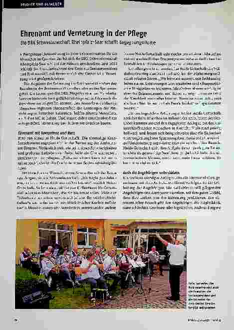 Vorschauseite 1: Ehrenamt und Vernetzung in der Pflege Die DRK Schwesternschaft Rheinpfalz-Saar schafft Begegnungsräume ►