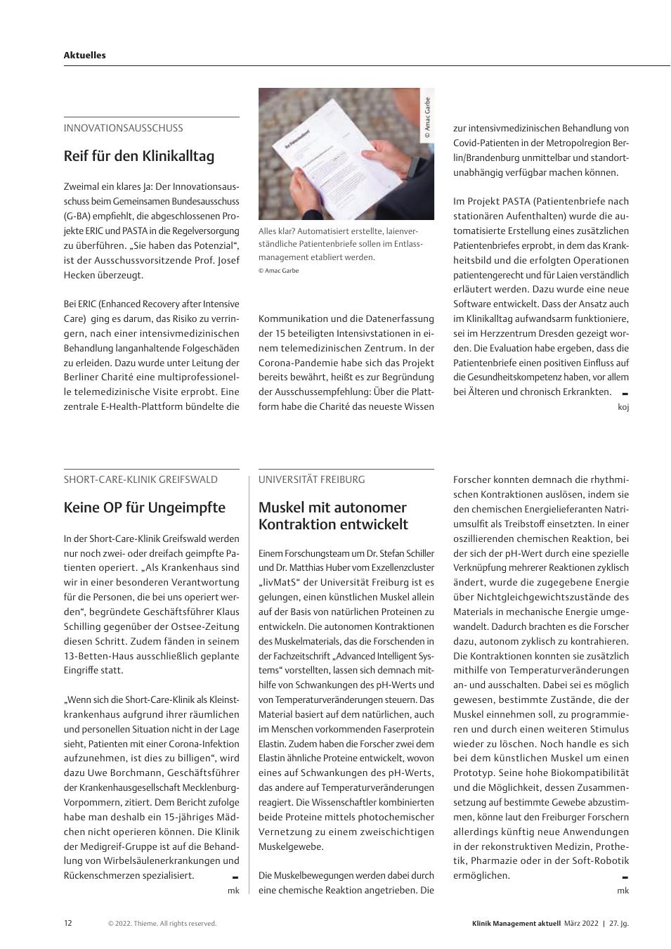 Vorschauseite 1: Universität Freiburg: Muskel mit autonomer Kontraktion entwickelt