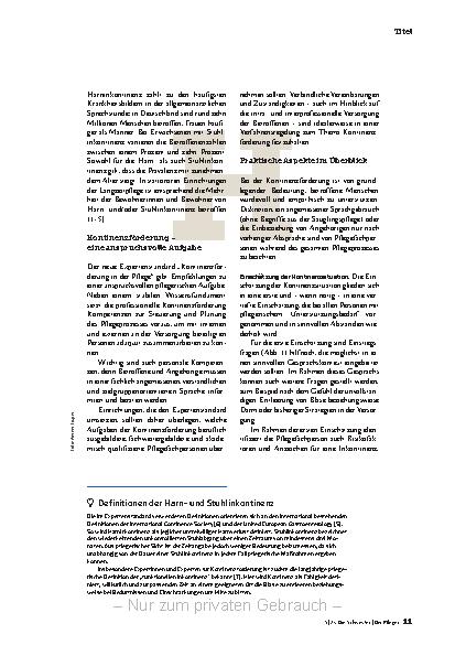 Vorschauseite 2: Empfehlungen zur Kontinenzförderung