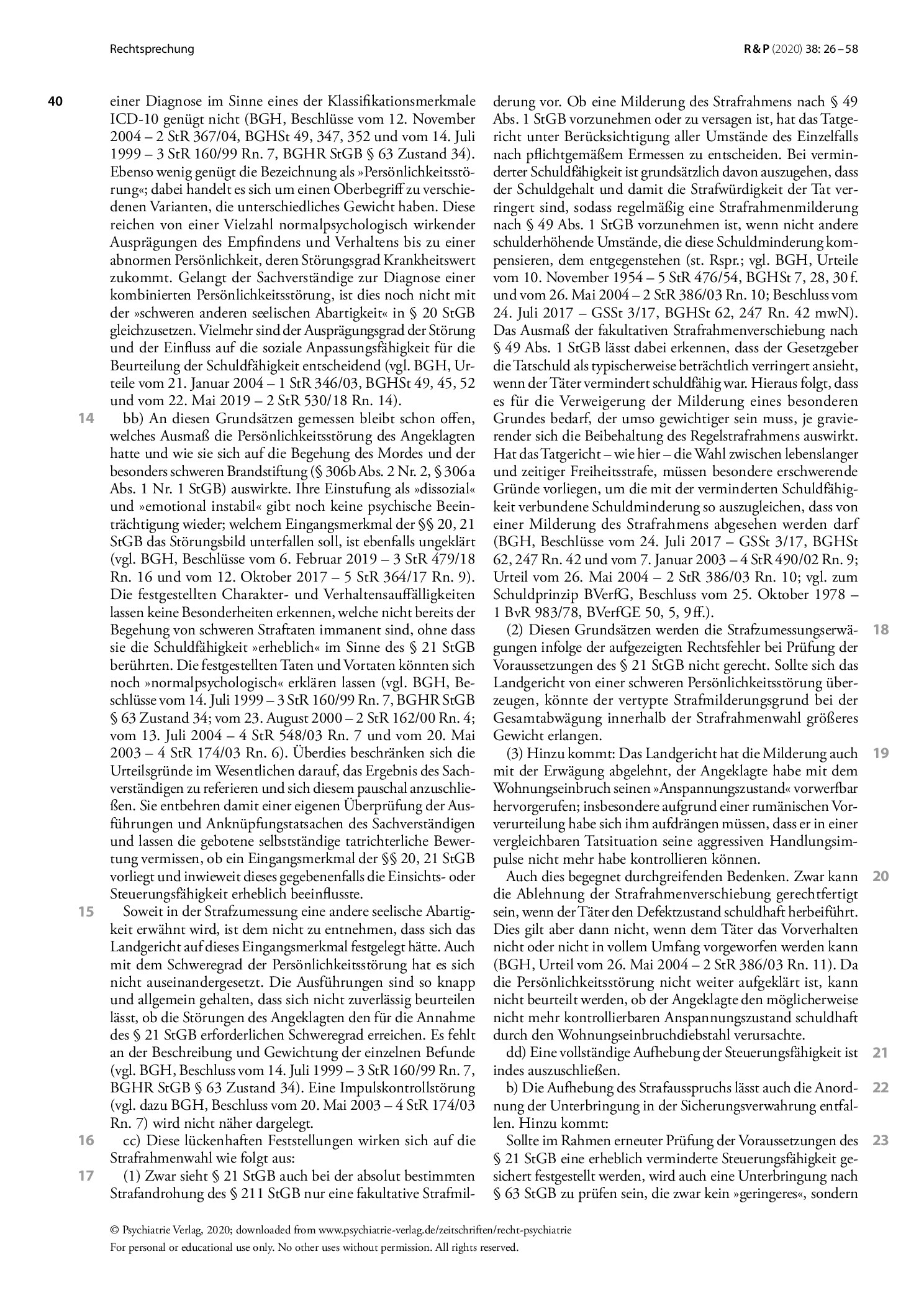 Vorschauseite 3: Prüfung der Voraussetzungen der §§ 20, 21 StGB bei Persönlichkeitsstörungen