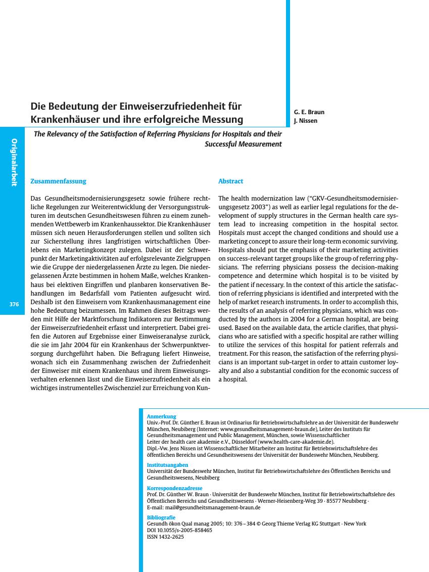 Vorschauseite 1: Die Bedeutung der Einweiserzufriedenheit für Krankenhäuser und ihre erfolgreiche Messung