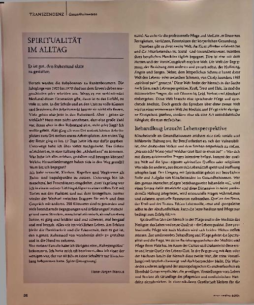 Vorschauseite 2: Spiritualität ist eine eigene Kompetenz in der Pflege.