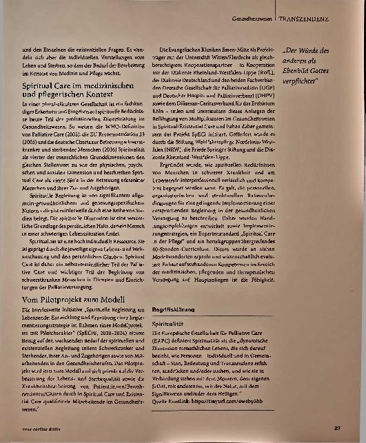 Vorschauseite 3: Spiritualität ist eine eigene Kompetenz in der Pflege.