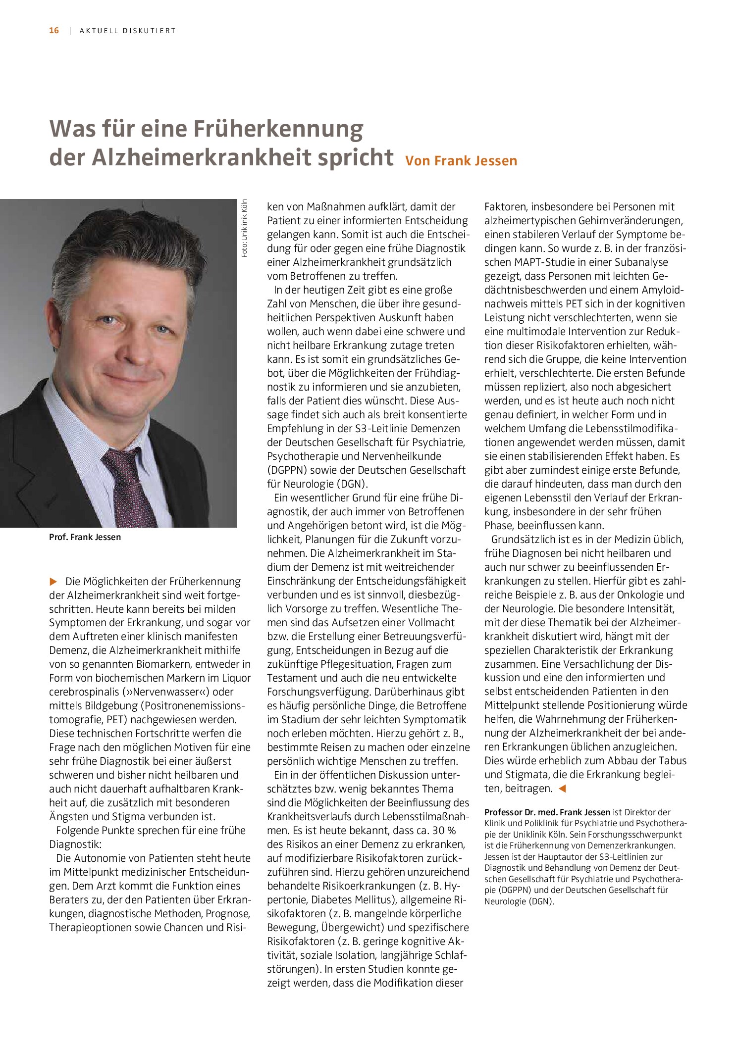 Vorschauseite 1: Was für eine Früherkennung der Alzheimerkrankheit spricht