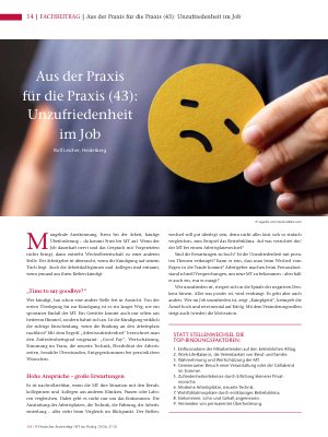 Vorschauseite 1: Aus der Praxis für die Praxis (43): Unzufriedenheit im Job