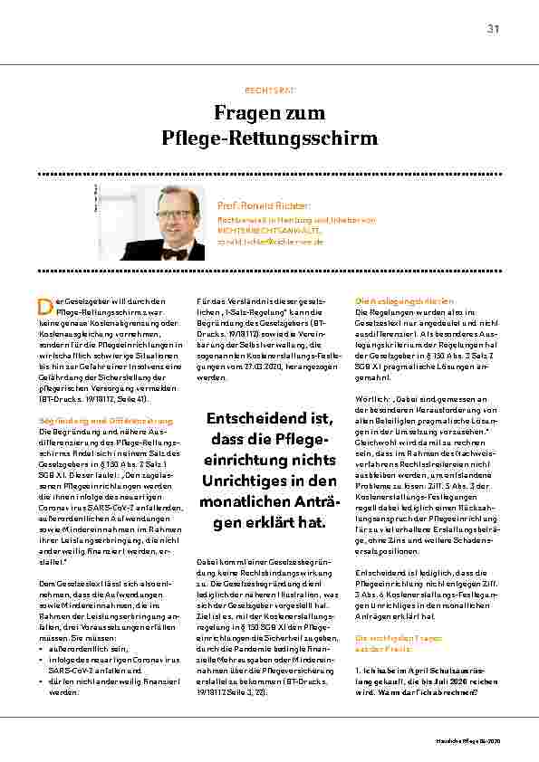 Vorschauseite 1: Fragen zum Pflege-Rettungsschirm