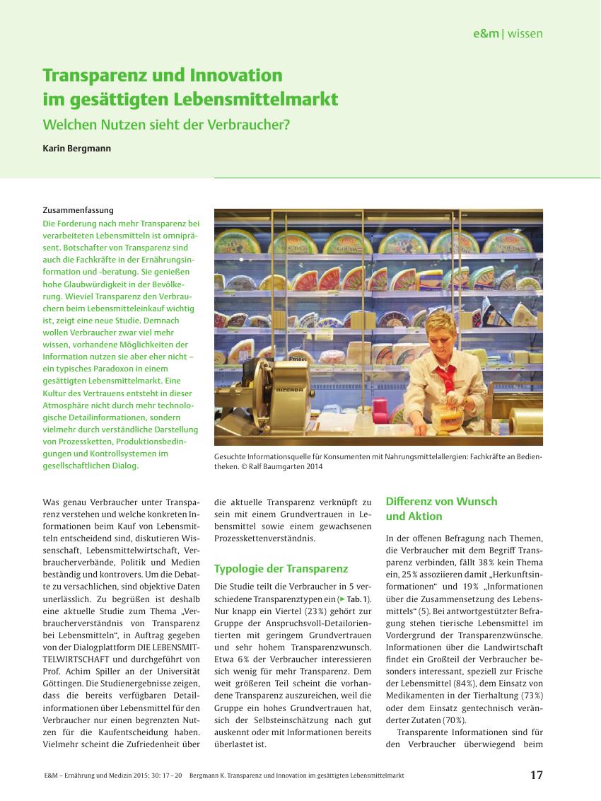 Vorschauseite 1: Transparenz und Innovation im gesättigten Lebensmittelmarkt