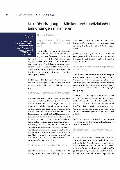 Vorschauseite 1: Keimübertragung in Kliniken und medizinischen Einrichtungen minimieren
