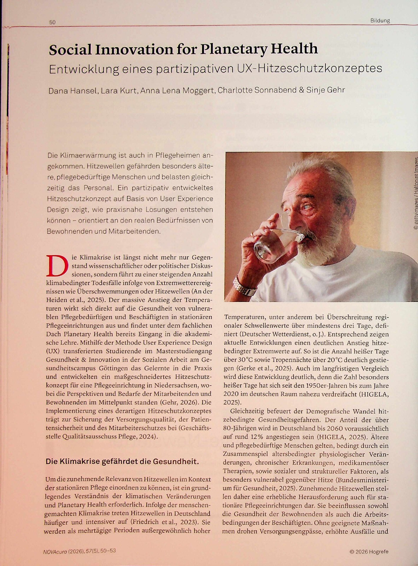 Vorschauseite 1: Social Innovation for Planetary Health: Entwicklung eines partizipativen UX-Hitzeschutzkonzeptes