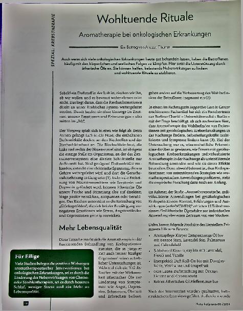 Vorschauseite 1: Wohltuende Rituale und Aromatherapie bei onkologischen Erkrankungen