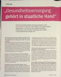 Vorschauseite 1: Gesundheitsversorgung gehört in staatliche Hand.