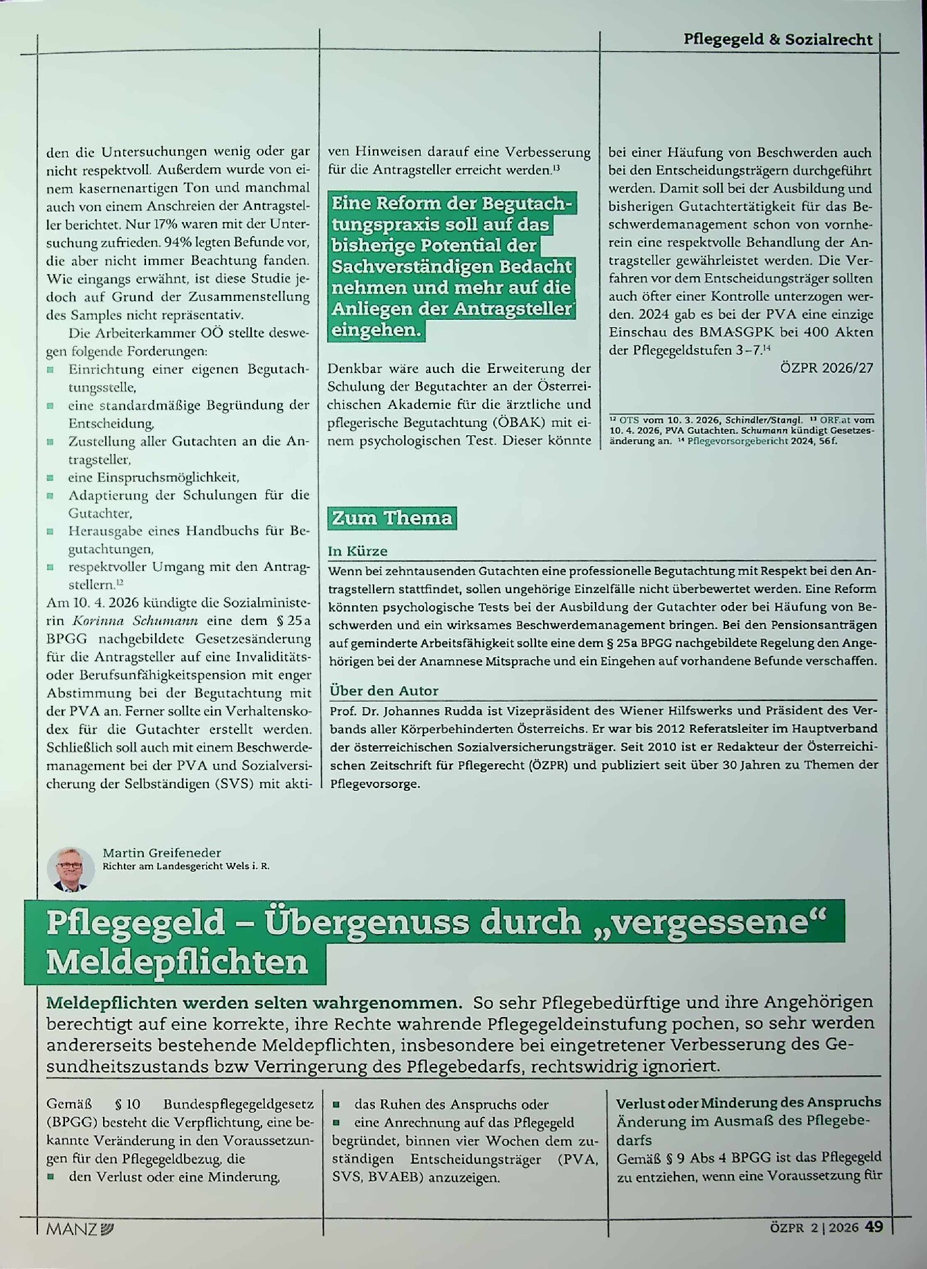 Vorschauseite 3: Die Begutachtung von Anträgen auf Pflegegeld und auf Pensionen der geminderten Arbeitsfähigkeit