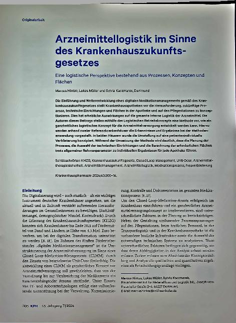 Vorschauseite 1: Arzneimittellogistik im Sinne des Krankenhauszukunftsgesetzes