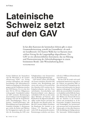 Vorschauseite 1: Lateinische Schweiz setzt auf den GAV
