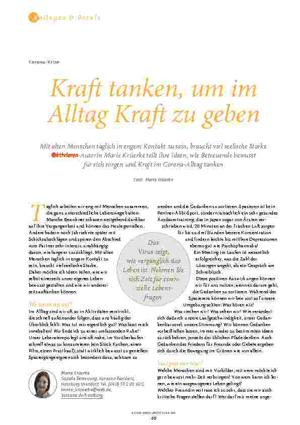 Vorschauseite 1: Kraft tanken, um im Alltag Kraft zu geben