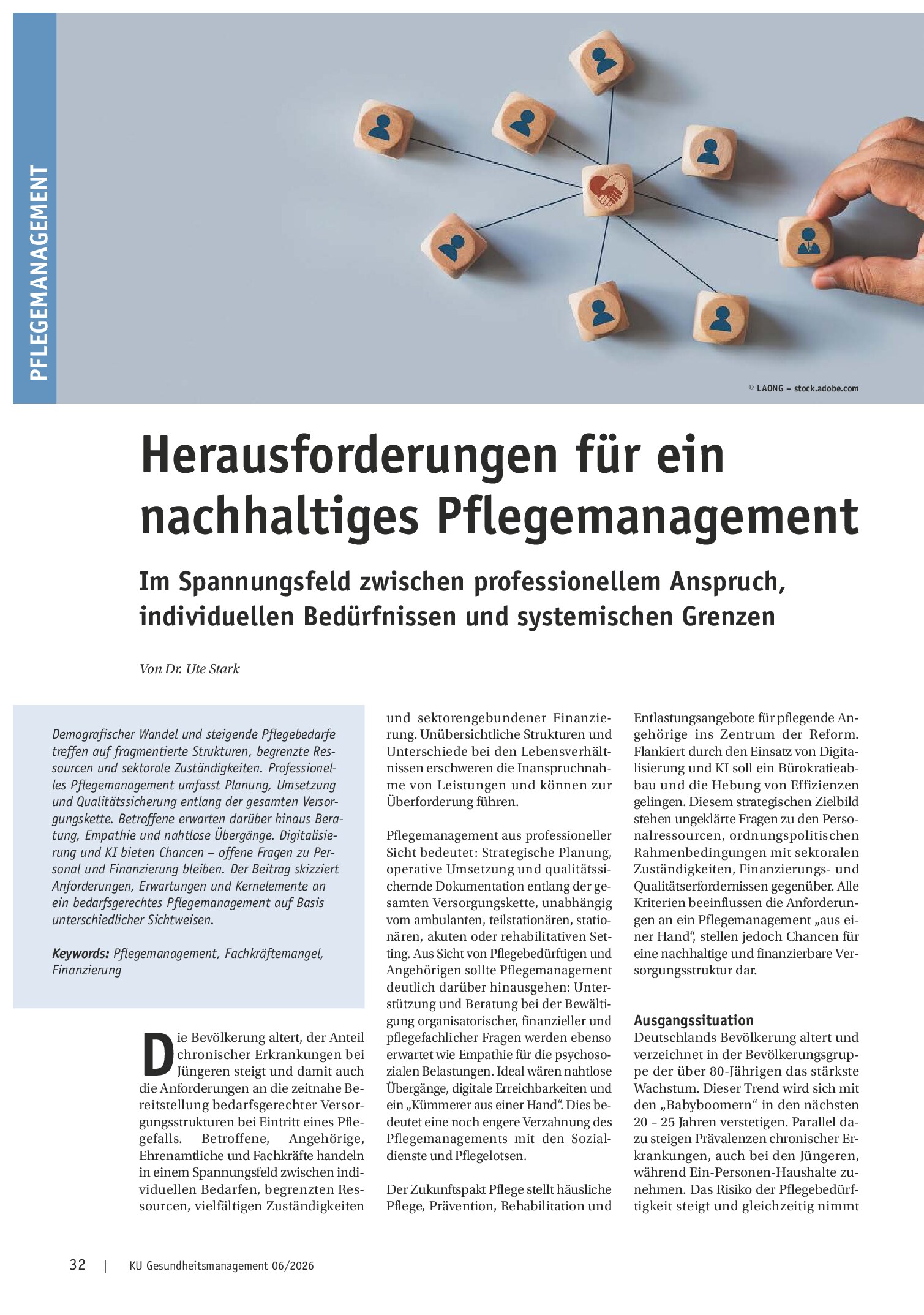 Vorschauseite 1: Herausforderungen für ein nachhaltiges Pflegemanagement