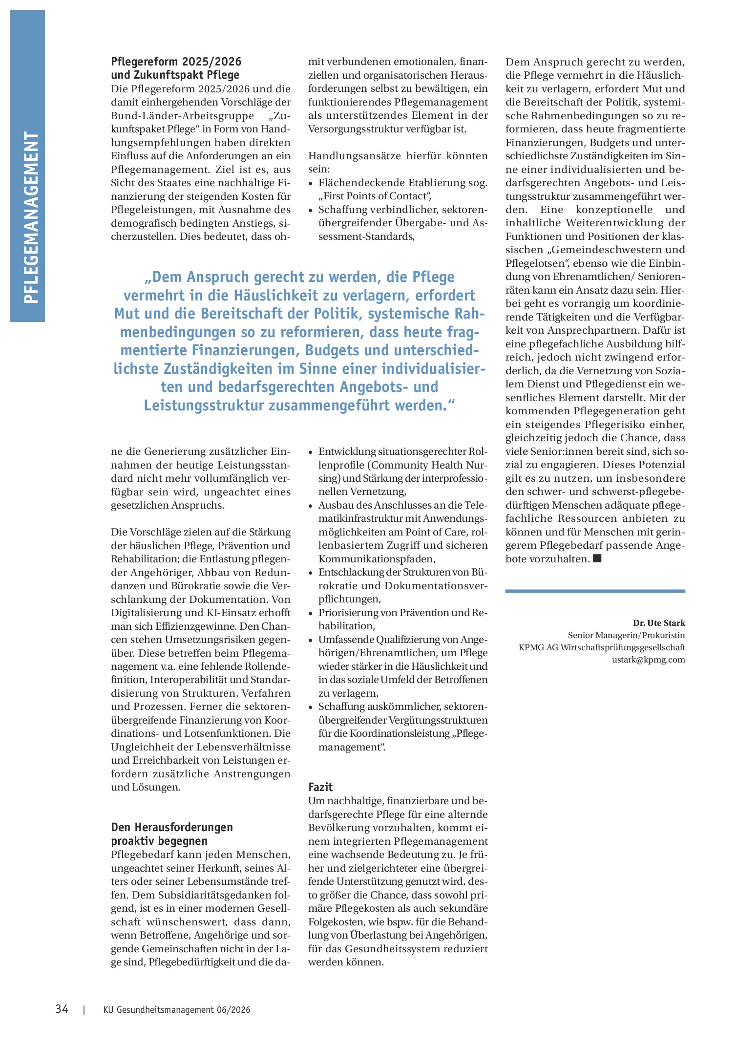 Vorschauseite 3: Herausforderungen für ein nachhaltiges Pflegemanagement