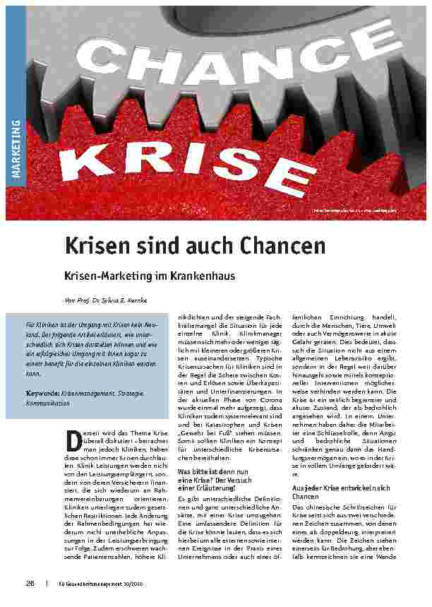 Vorschauseite 1: Krisen sind auch Chancen: Krisen-Marketing im Krankenhaus