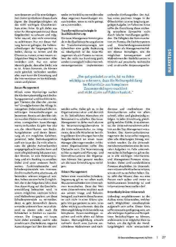 Vorschauseite 2: Krisen sind auch Chancen: Krisen-Marketing im Krankenhaus