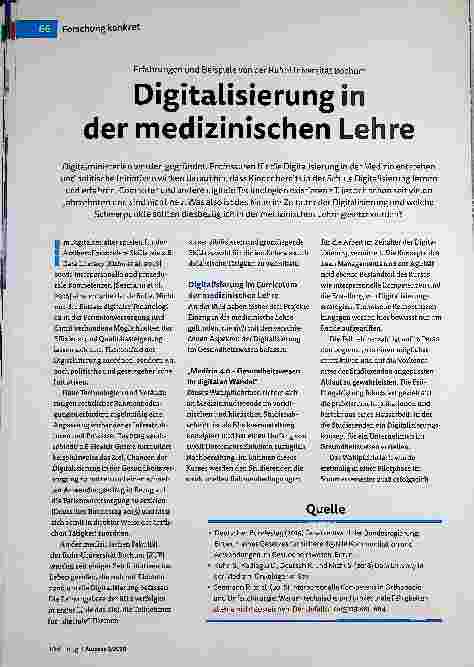 Vorschauseite 1: Erfahrungen und Beispiele von der Ruhr-Universität Bochum: Digitalisierung in der medizinischen Lehre