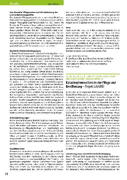 Vorschauseite 1: Katastrophenresilienz in der Pflege und Bevölkerung – Projekt LifeGRID