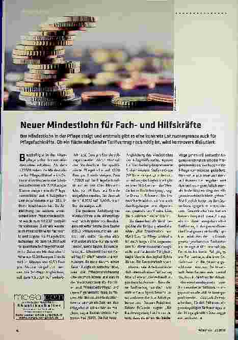 Vorschauseite 1: Corrected: Neuer Mindestlohn für Fachund Hilfskräfte