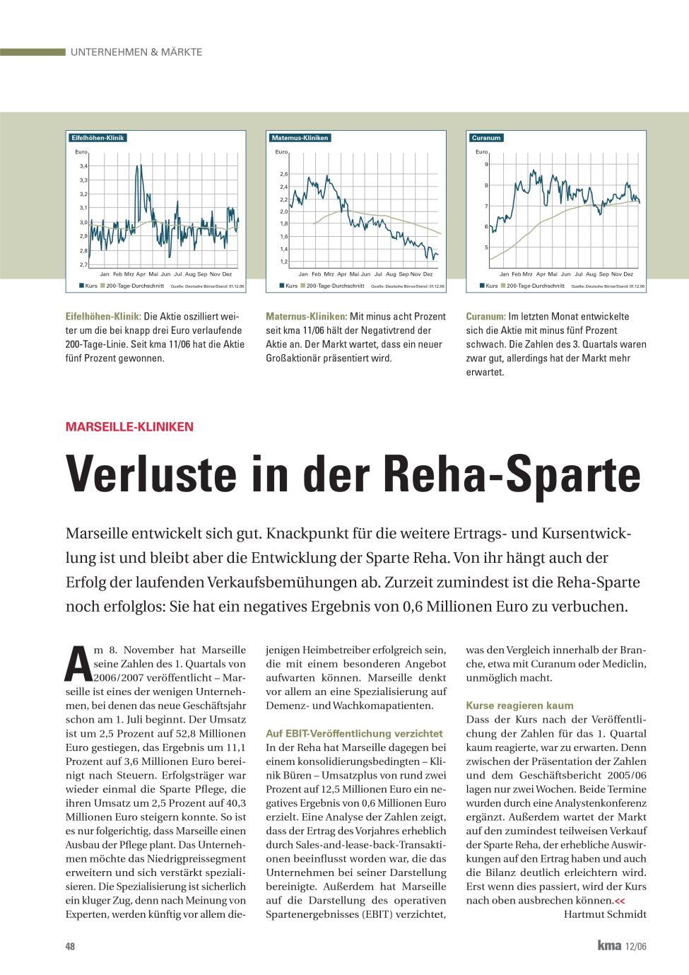 Vorschauseite 1: Verluste in der Reha-Sparte