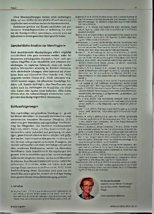 Vorschauseite 4: Alkoholische Mundspülungen und das Mikrobiom - Ein kritischer Blick auf die Mundhygiene im Altersund Pflegeheim