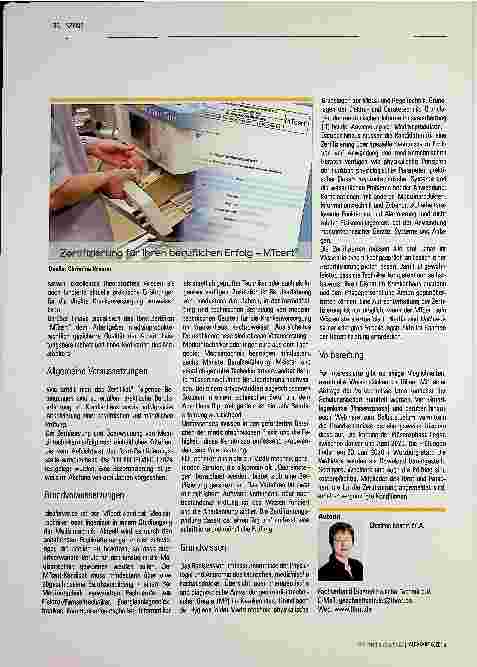 Vorschauseite 2: Zertifizierung für Medizintechniker nach MT-Cert ® Autorin: