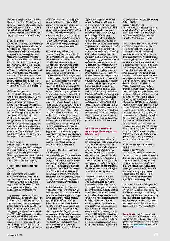 Vorschauseite 4: Steuermerkblatt des Bundesverbandes für körperund mehrfachbehinderte Menschen e. V. für Familien mit behinderten Kindern 2019/2020