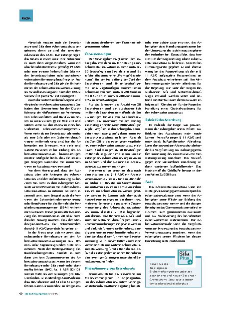 Vorschauseite 2: Der Arbeitsschutzausschuss nach dem Arbeitssicherheitsgesetz ist ein sinnvolles Instrument.